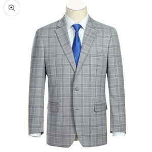 Renoir Men's Blue Plaid Suit Set